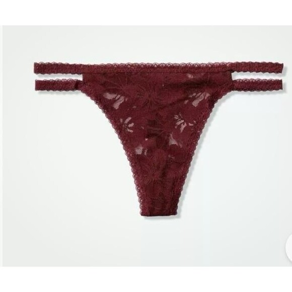 Victorias Secret All LACE Floral THONG Panty SEXY Strappy NWT Double Strap - Picture 2 of 5